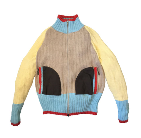 Colorful Two Way Zip Knit Sweater